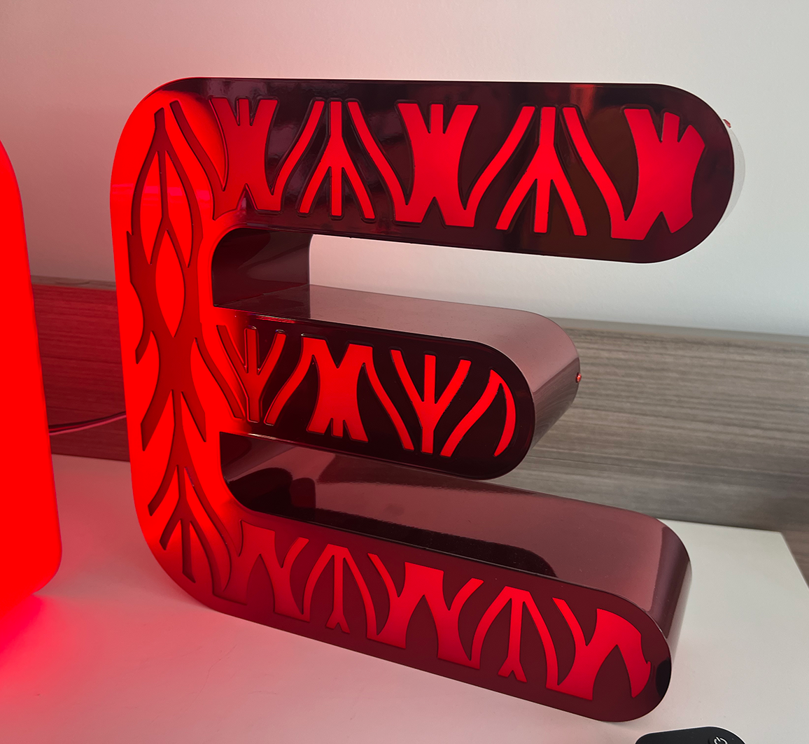 patterned lit letter sign