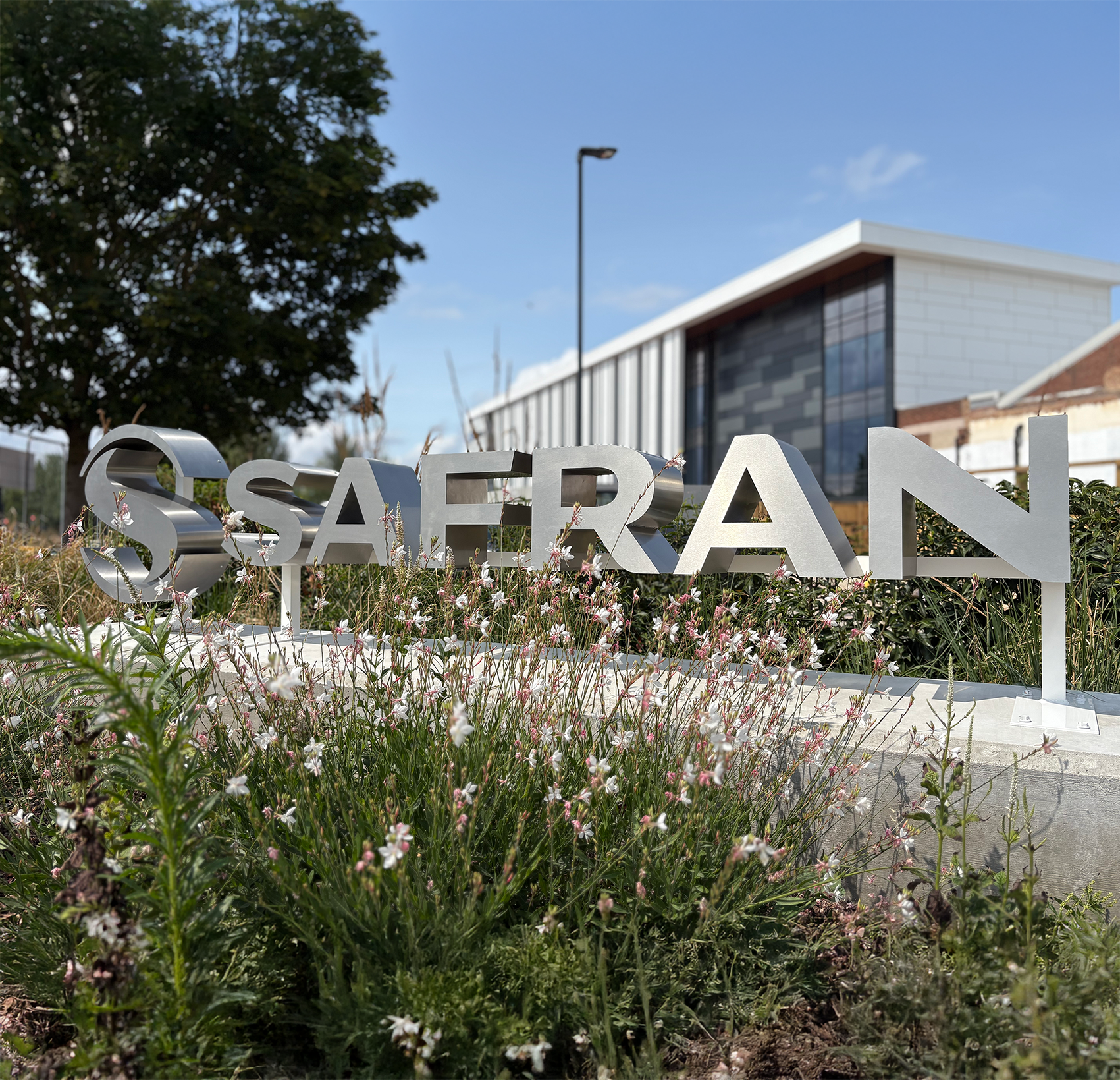 Safran Sign Cheltenham, brushed stainless steel 3D letters