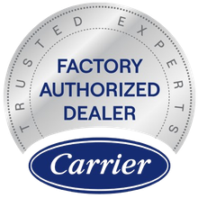 Carrier logo with “Factory Authorized Dealer” and “Trusted Experts” badge