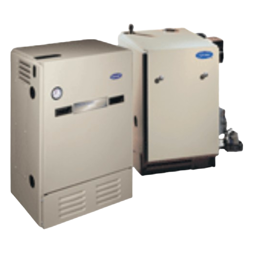 Two beige industrial appliances with vents and gauges, shown side by side on a white background