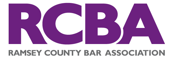Purple logo for the Ramsey County Bar Association (RCBA) with the letters RCBA in large text above the full name.