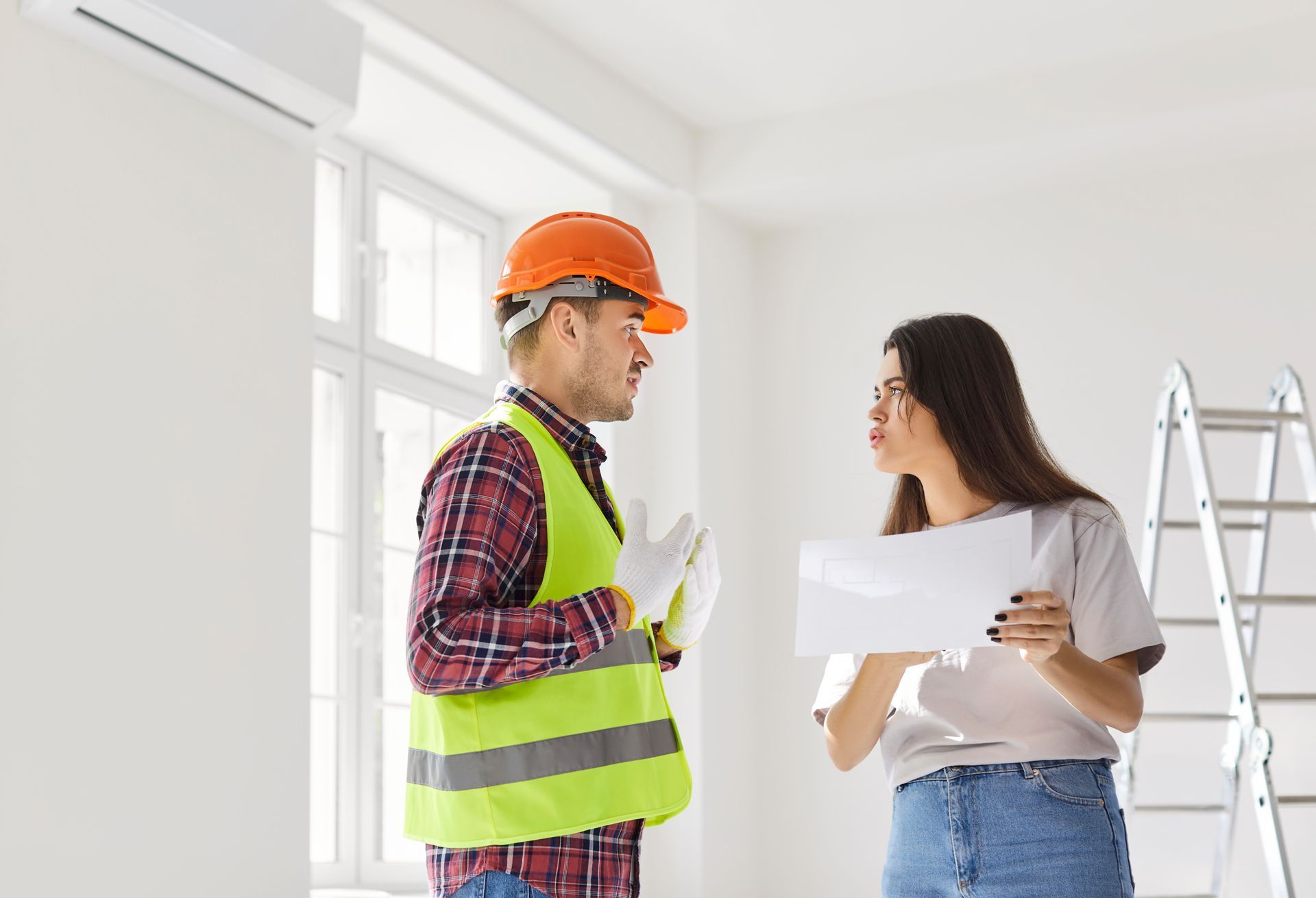 angry customer talking to contractor