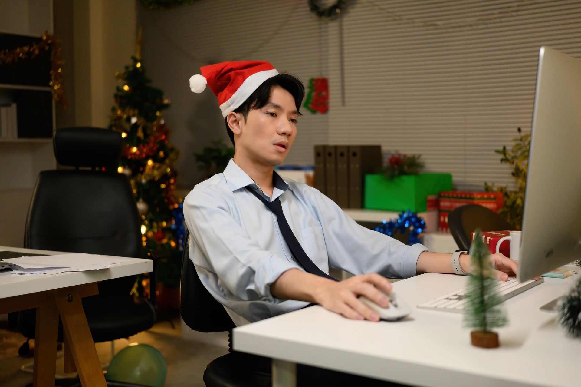 man working overtime during holidays