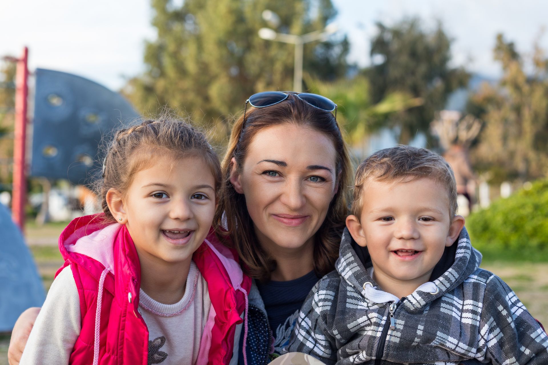 single mother with kids on holiday