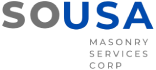 The company logo for SOUSA Masonry Services Corp, featuring the word "SOUSA" in grey and blue text.
