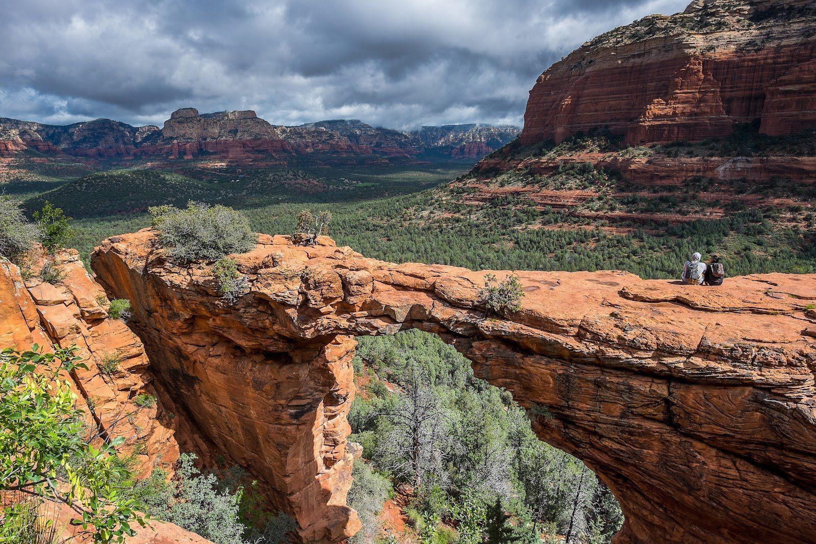 Devil's Bridge natural stone arch above the red rock valley in Sedona