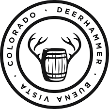 The logo for colorado deerhammer buena vista is a barrel with antlers on it.