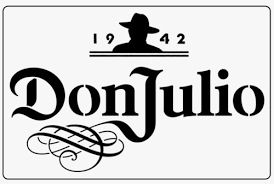 A black and white logo for don julio with a man in a hat.