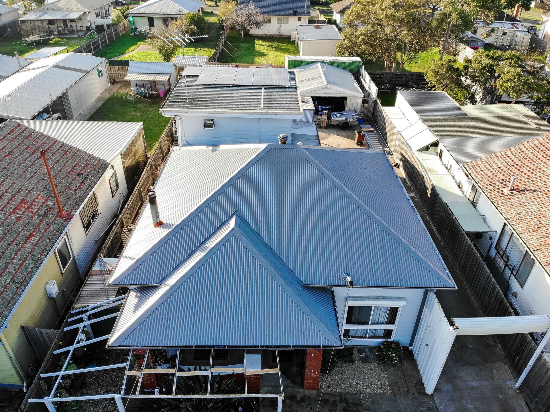After, new Colorbond® metal roof installed with custom flashings, Williamstown VIC.