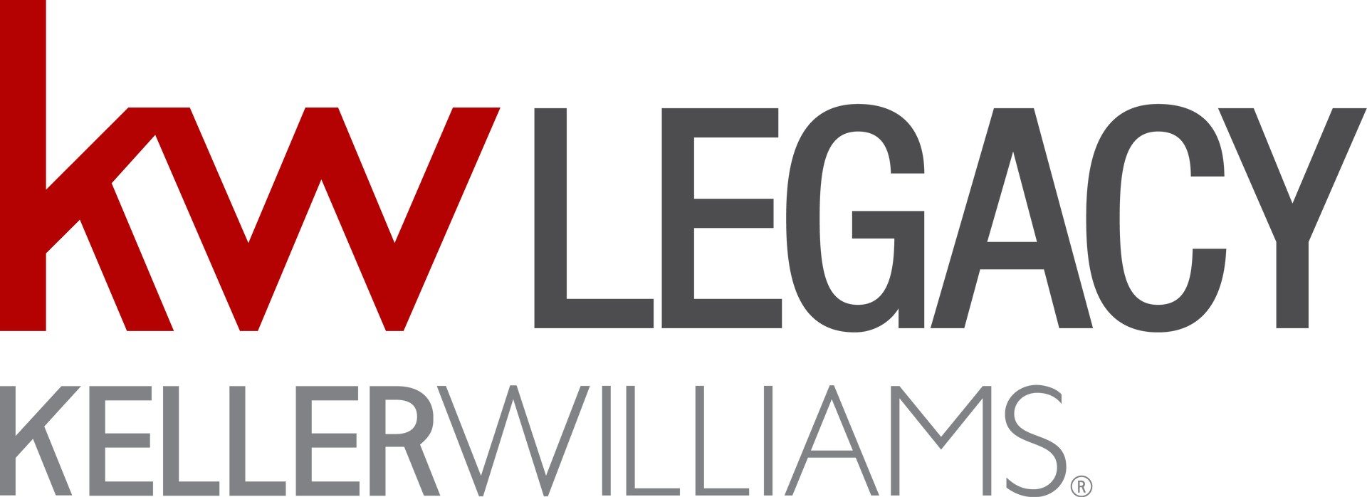The kw legacy keller williams logo is red and black on a white background.