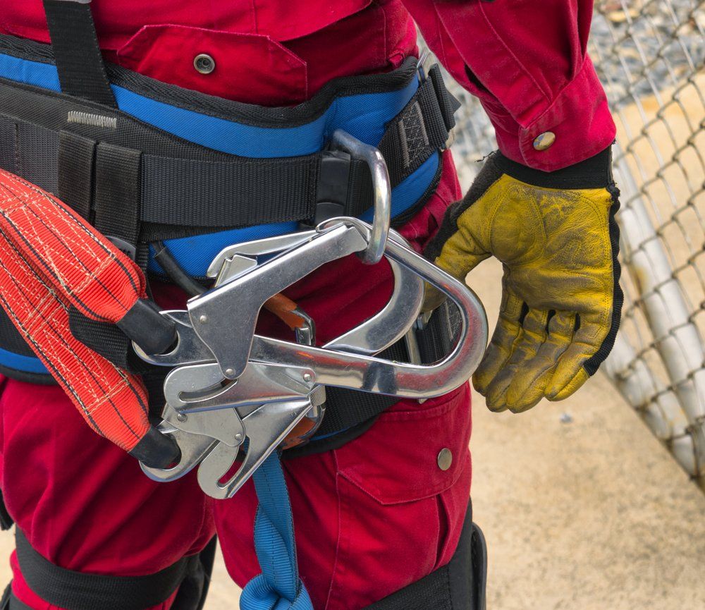Worker Wearing Safety Harness