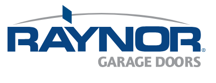 Raynor Garage Doors logo in blue and gray on a white background