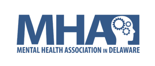 Mental Health Association in Delaware logo in blue with white gears