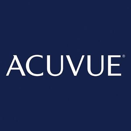 ACUVUE logo in white on a dark blue background