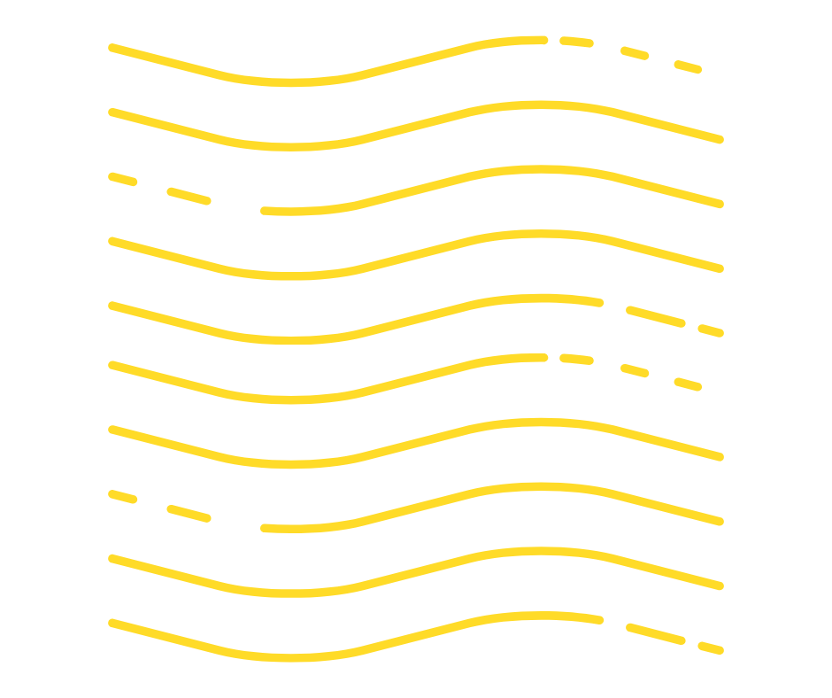 Yellow wavy horizontal lines with a few dashed segments on a white background