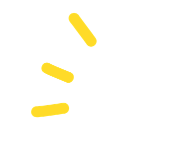 Three yellow rounded bars arranged diagonally on a white background sunshine