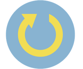 Yellow circular refresh arrow on a light blue background contact Press Reset
