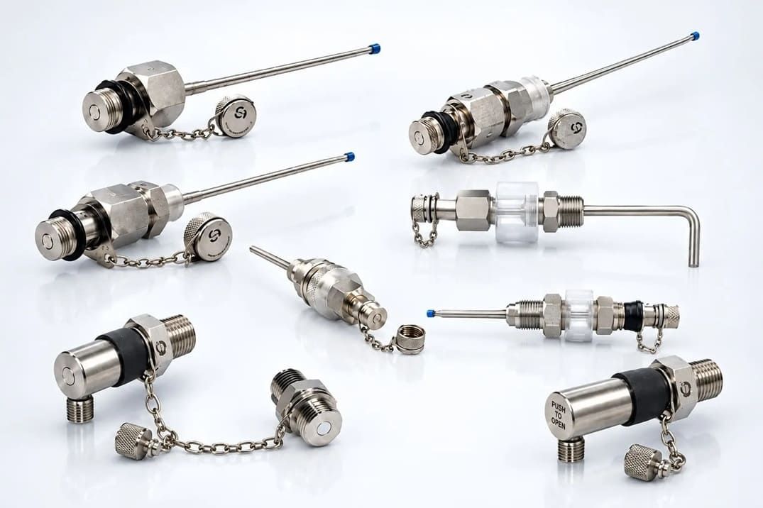 Fixed oil sampling valve and sampling point