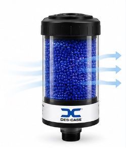 clean dry air leaving the desiccant breather entering the tank without drawing in mositure and dirt particles.
