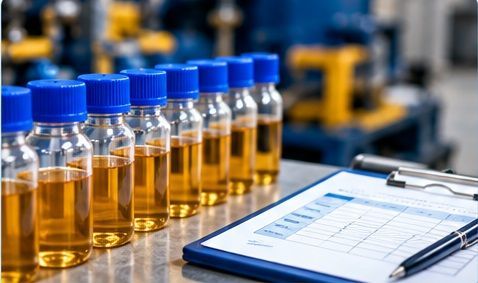 selection of oil samples ready for analysis