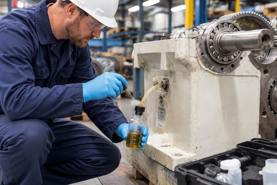 Oil sampling equipment for gearboxes and drives
