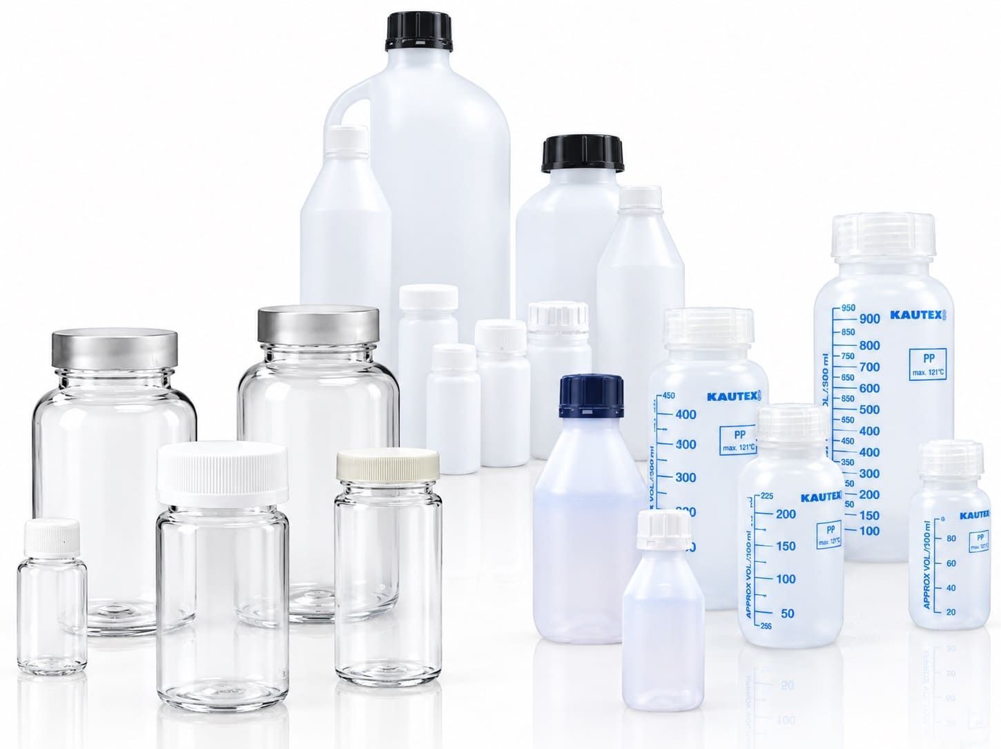 plastic sample bottle collection