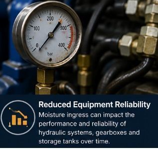 Equipment to running to full capacity due to water entering the oil system.