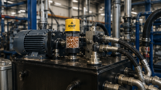 RMF desiccant breather fitted to hydraulic oil reservoir