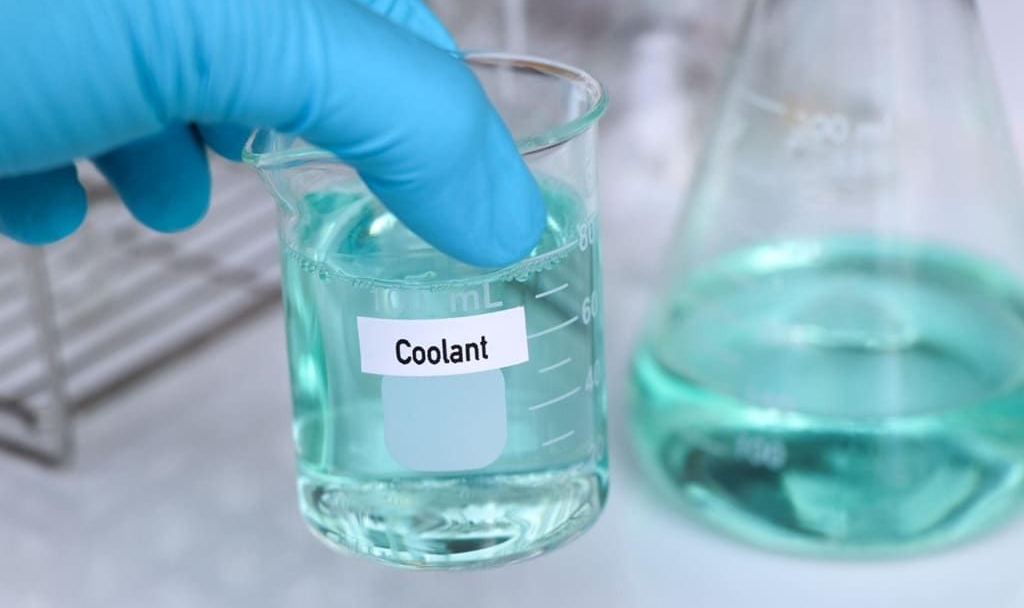 Coolant being processed in a laboratory