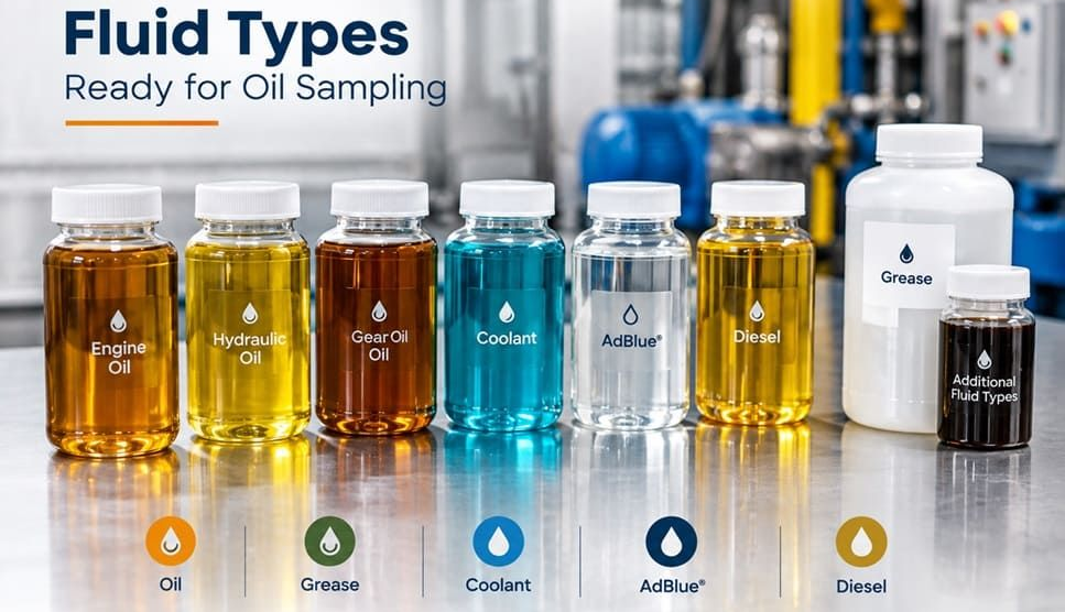 Selection of fluids ready for sampling & analysis