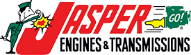 Jasper Engines & Transmissions logo with red italic text and a green mascot holding a spark plug, on white background | Automotive Physicians