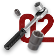 Open-end wrench with chrome socket heads on a red “02” background | Automotive Physicians