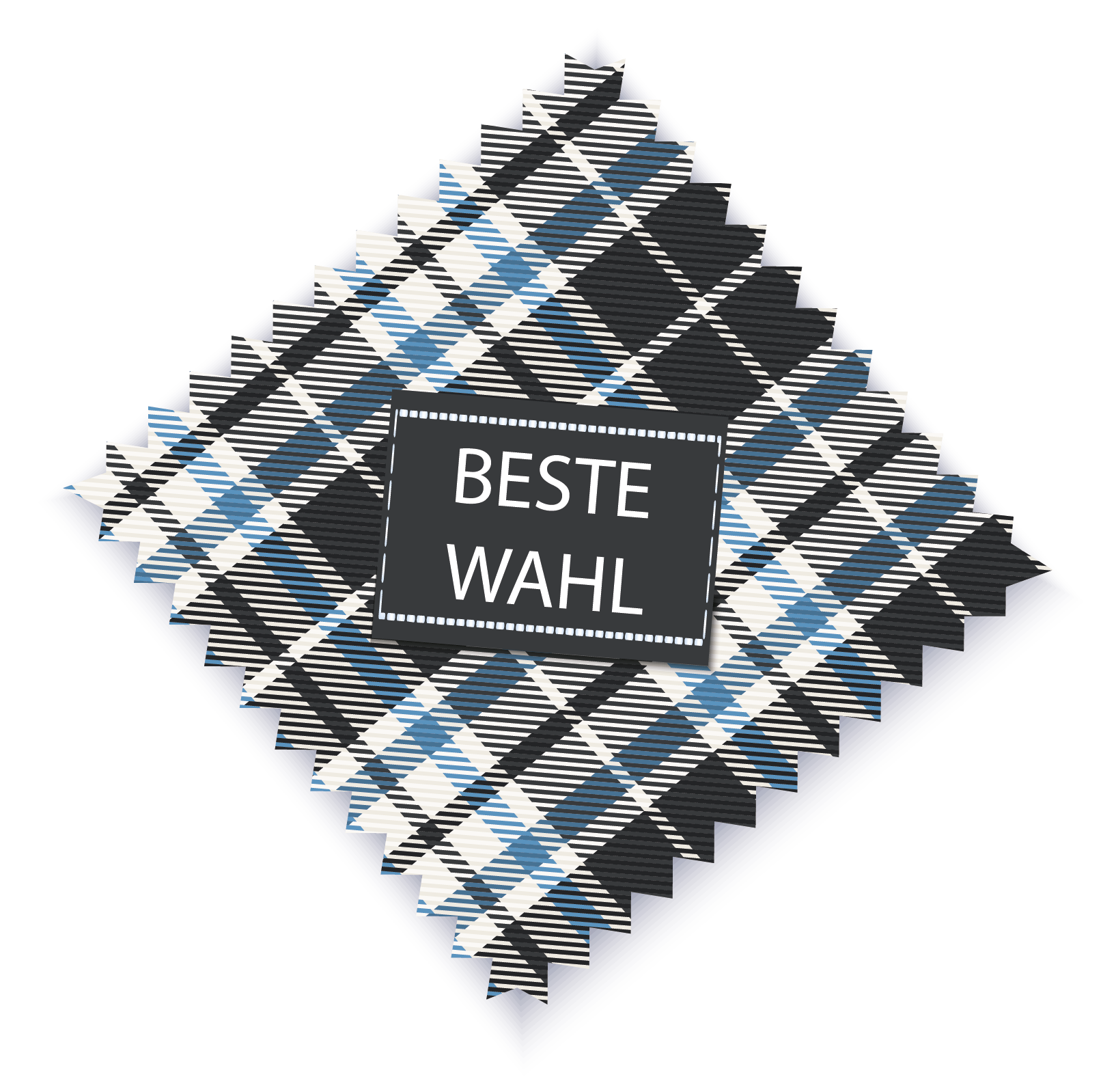 Ein Stück Stoff mit einem Etikett mit der Aufschrift „Beste Wahl“
