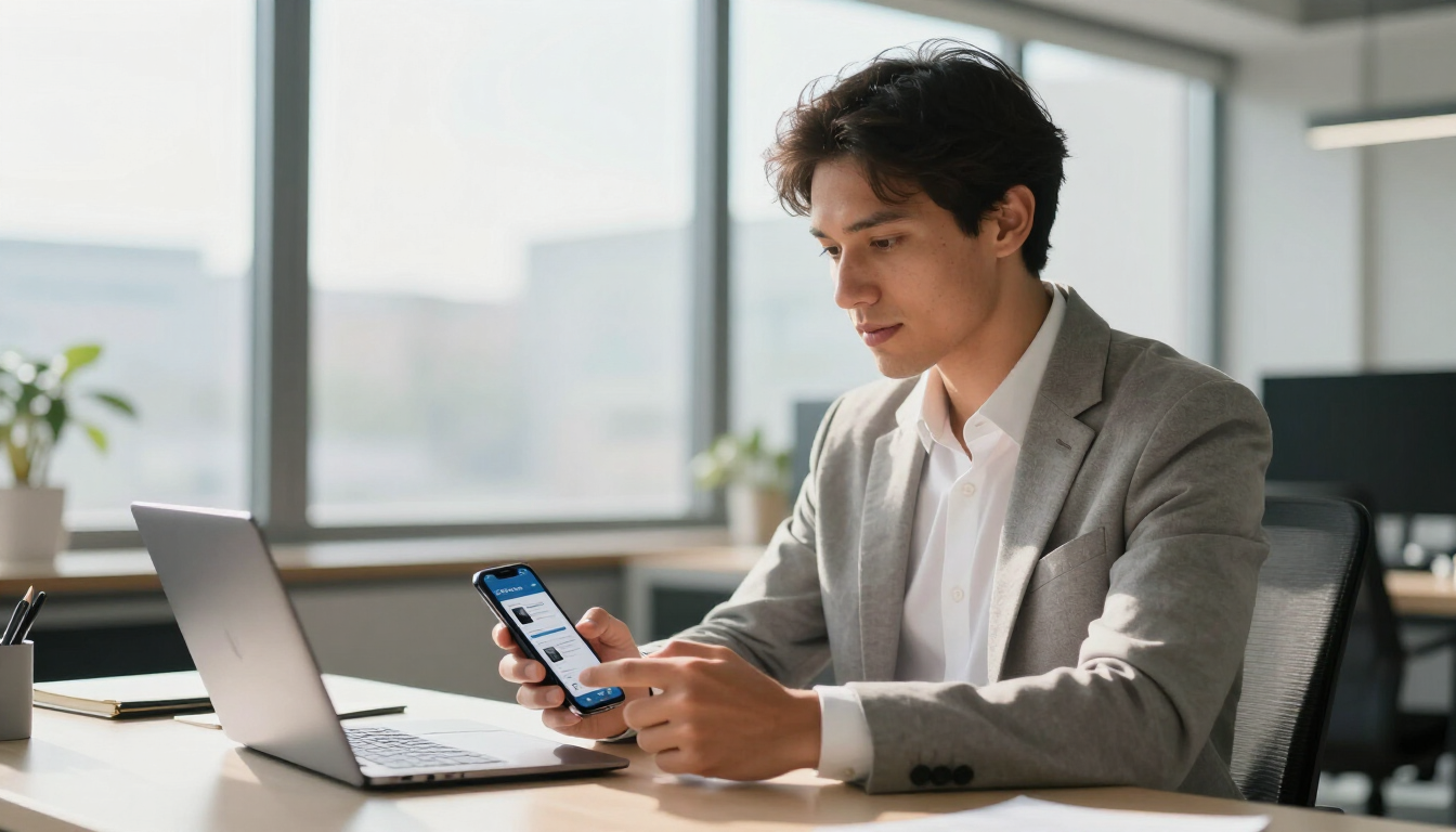Photorealistic mobile website usability review on a smartphone for a Chelmsford business