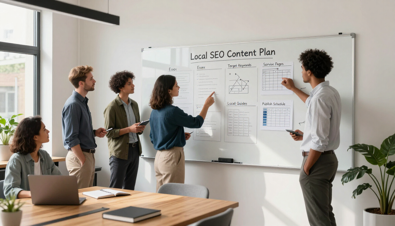 Business owner planning useful local content for AI search