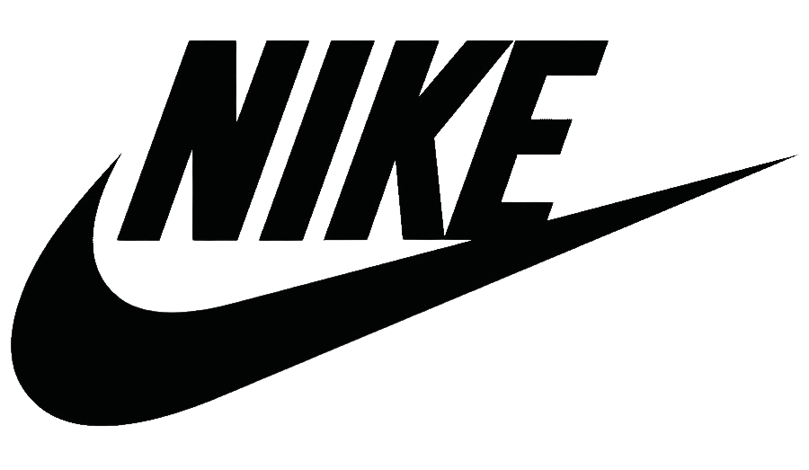 Black Nike logo with the swoosh on a white background