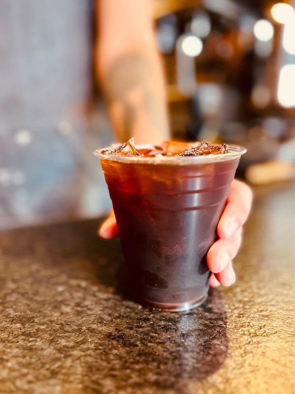 Iced cold brew at Sip and Ship coffee shop in Greenwood, Seattle