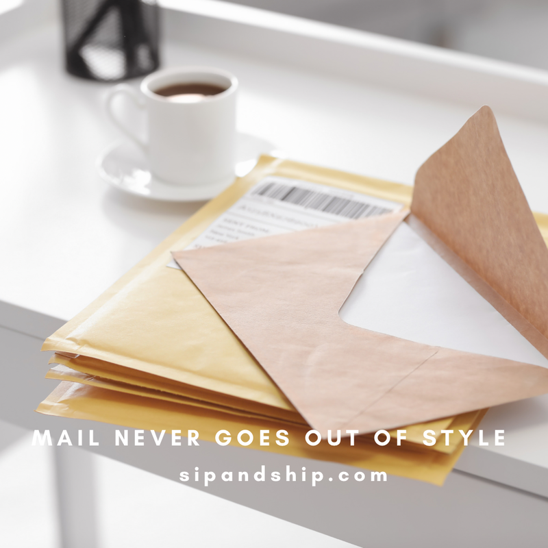Open envelope and letter beside white coffee cup on a bright desk