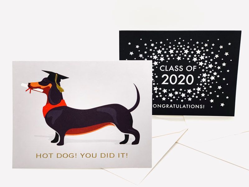 Greeting cards: dachshund graduation card and black 