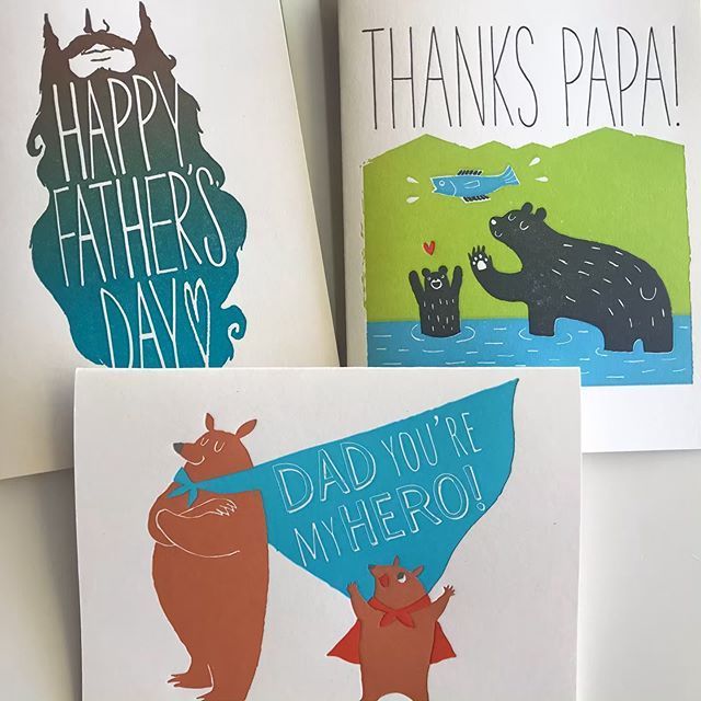 Three handmade Father's Day cards with bears and messages, including “Happy Father’s Day” and “Thanks Papa!”