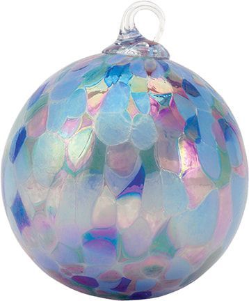 Iridescent holographic glass Christmas ornament ball with a loop for hanging