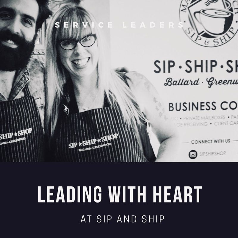 Black-and-white SIP + SHIP business coaching graphic with two smiling people and the text “Leading with Heart.”