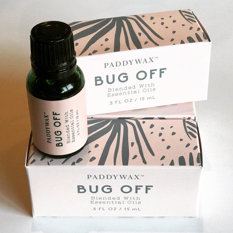 Paddywax Bug Off citronella candle and reed diffuser in pink patterned packaging