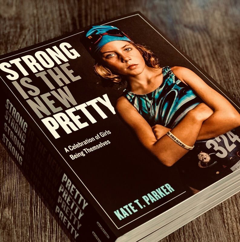 Book cover reading “STRONG IS THE NEW PRETTY” with a woman in a blue headscarf, by Kate T. Parker