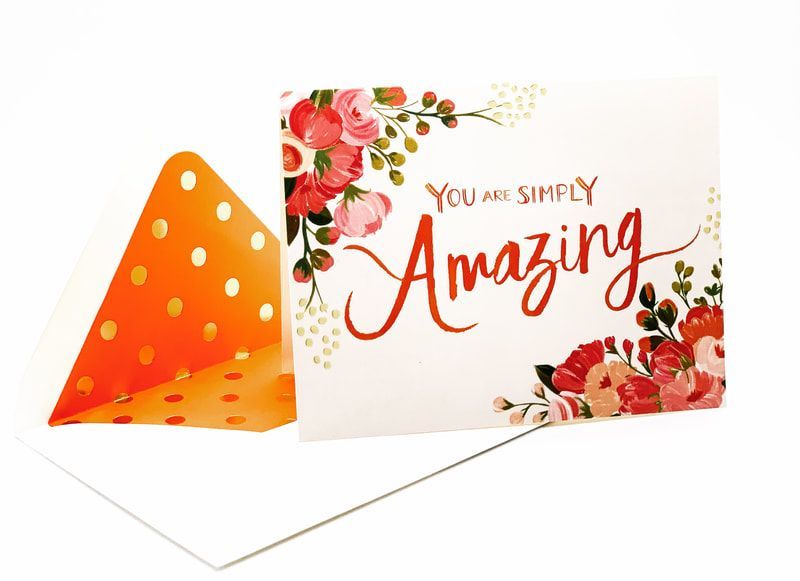 Greeting card with floral design and the text “You are simply Amazing”