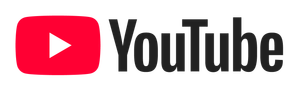 YouTube logo with red play button icon and black text on white background