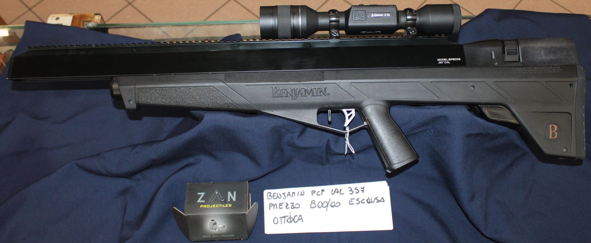 Benjiamin PCP calibro 357.
Prezzo di 800,00€ esclusa l'ottica.