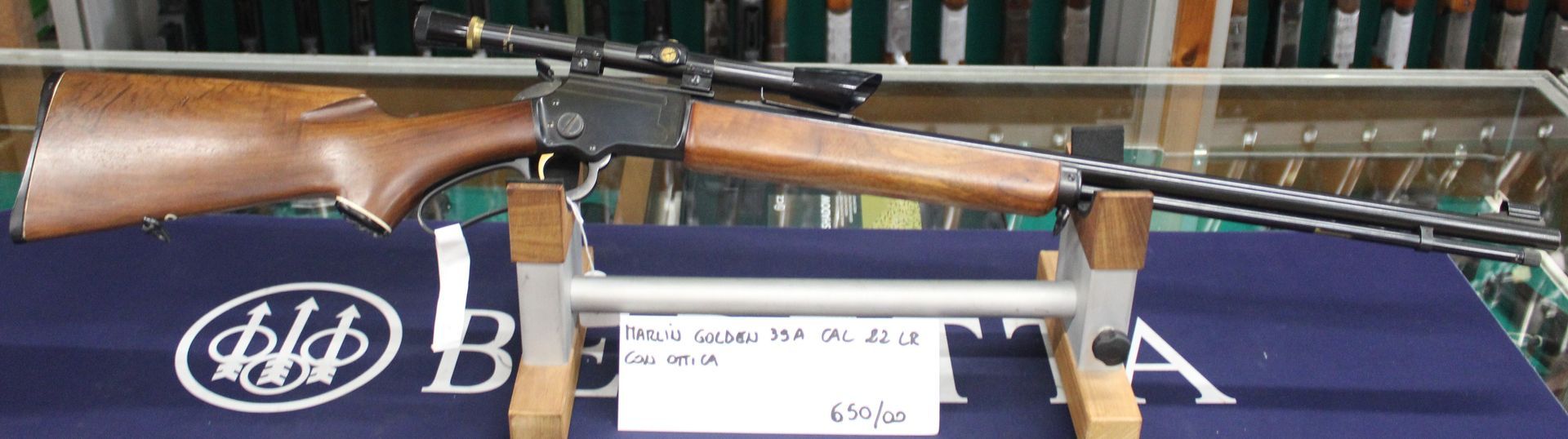 Carabina a leva Marlin Golden 39A Calibro 22 l.r. con ottica.
Prezzo di 650,00€