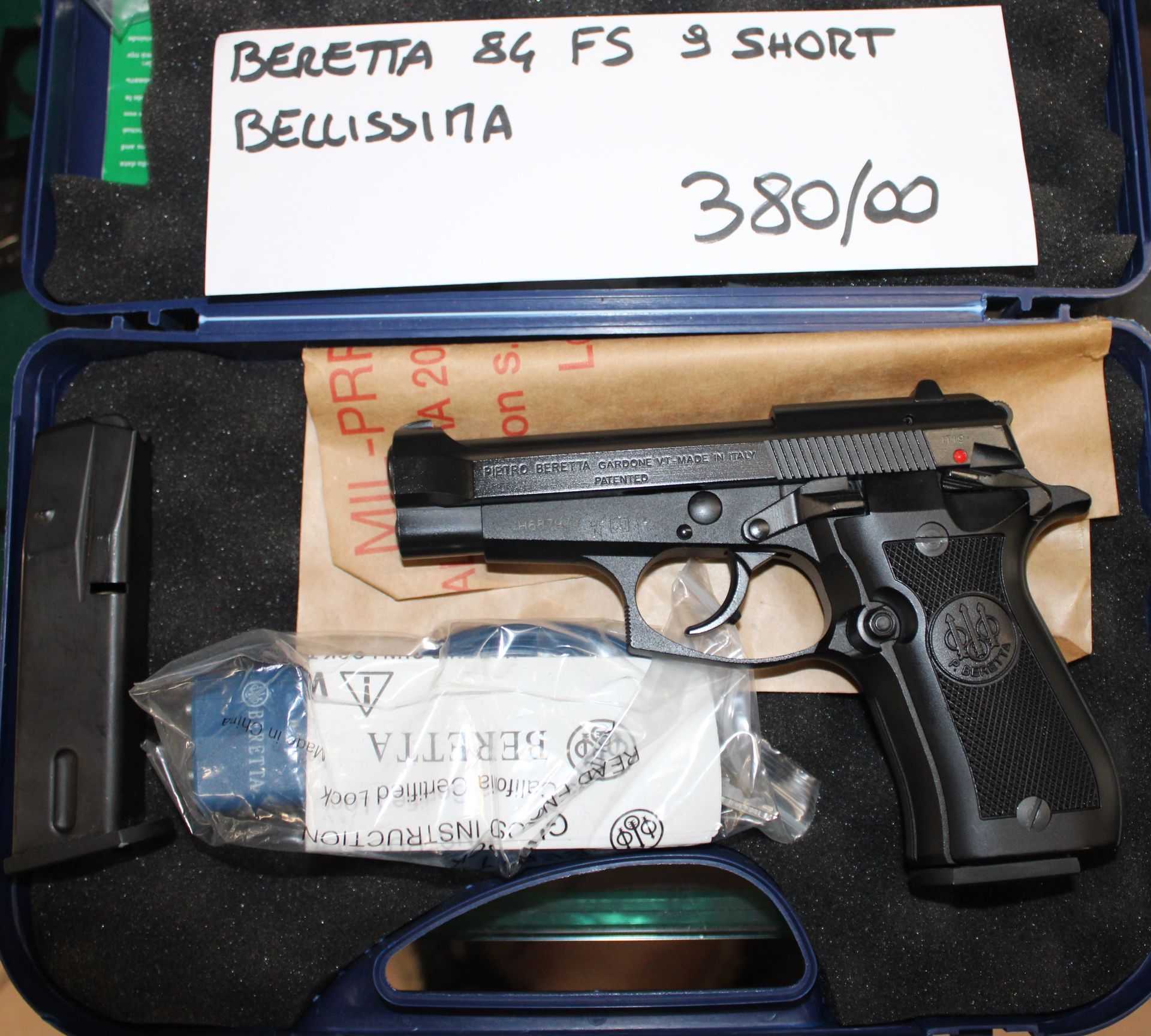 Pistola semiautomatica P.Beretta modello 84 FS calibro 9 short.
Bellissima.
Prezzo di 380,00€