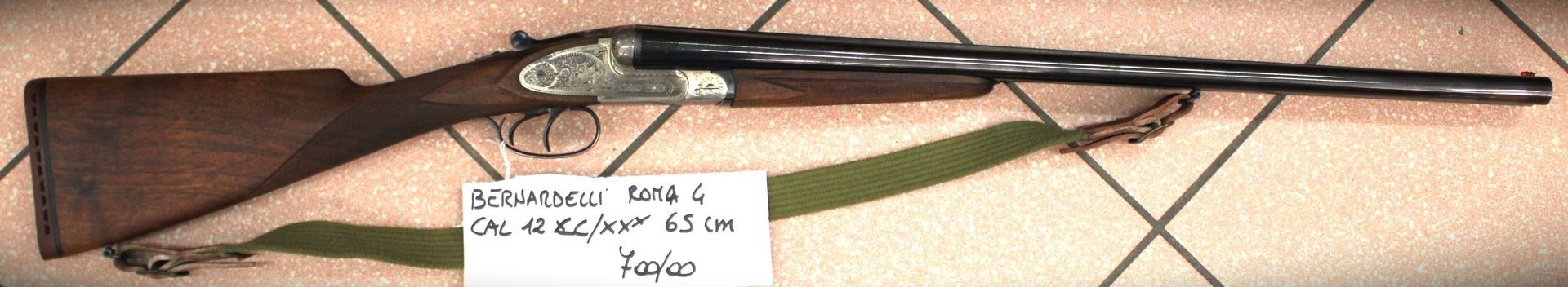 Doppietta Bernardelli Roma 4 calibro 12 CC/XXX con canna da 65 centimetri.
Prezzo di 700,00€